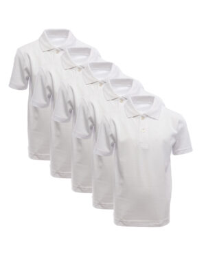 Unisex White Polo Shirt 5 Pack