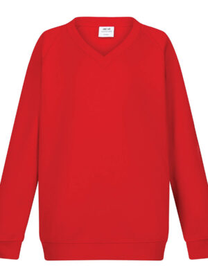 Red Unisex School V-Neck Sweatshirt Single Pack
