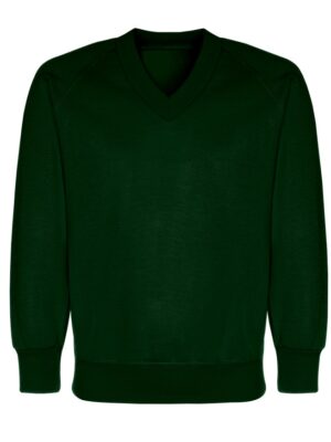 Green Unisex School V-Neck Sweatshirt Single Pack